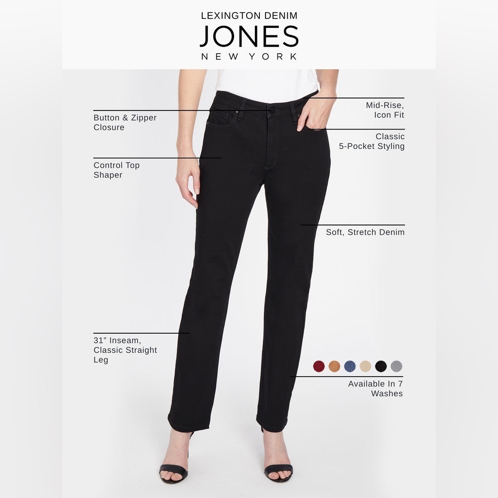 Jones New York Signature Lexington Straight Women’s White Jeans size 8 - Picture 4 of 11